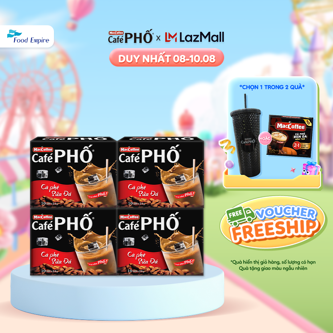 Combo of 4 Boxes of Iced Milk Street Coffee - Maccoffee (Box of 10 Packs X 24g)