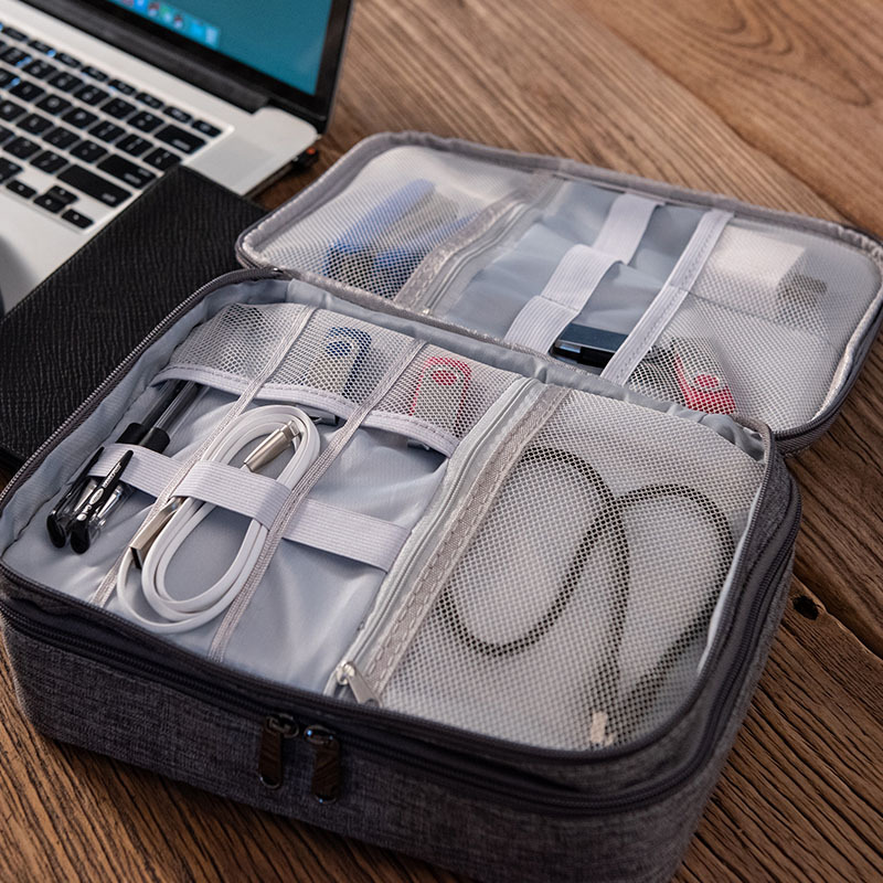 Multifunctional electronic storage bag Polyester material Data cable storage bag Large-capacity waterproof storage bag Portable cosmetic storage bag Organize the storage bag Multifunctional bag Waterproof bag washing bag