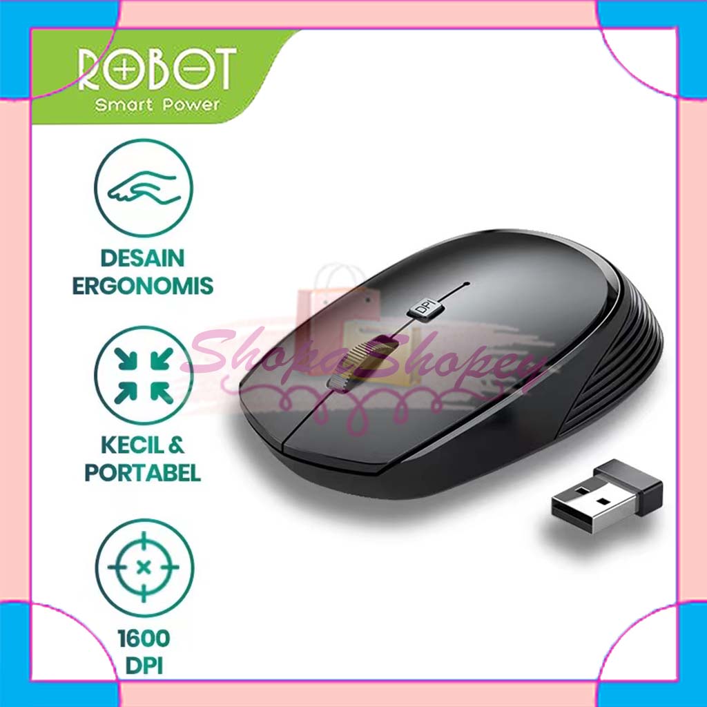 Mouse Wireless Robot M205 Optical 24ghz Power Onoff 1600dpi Receiver Usb Untuk Pc Laptop 0017