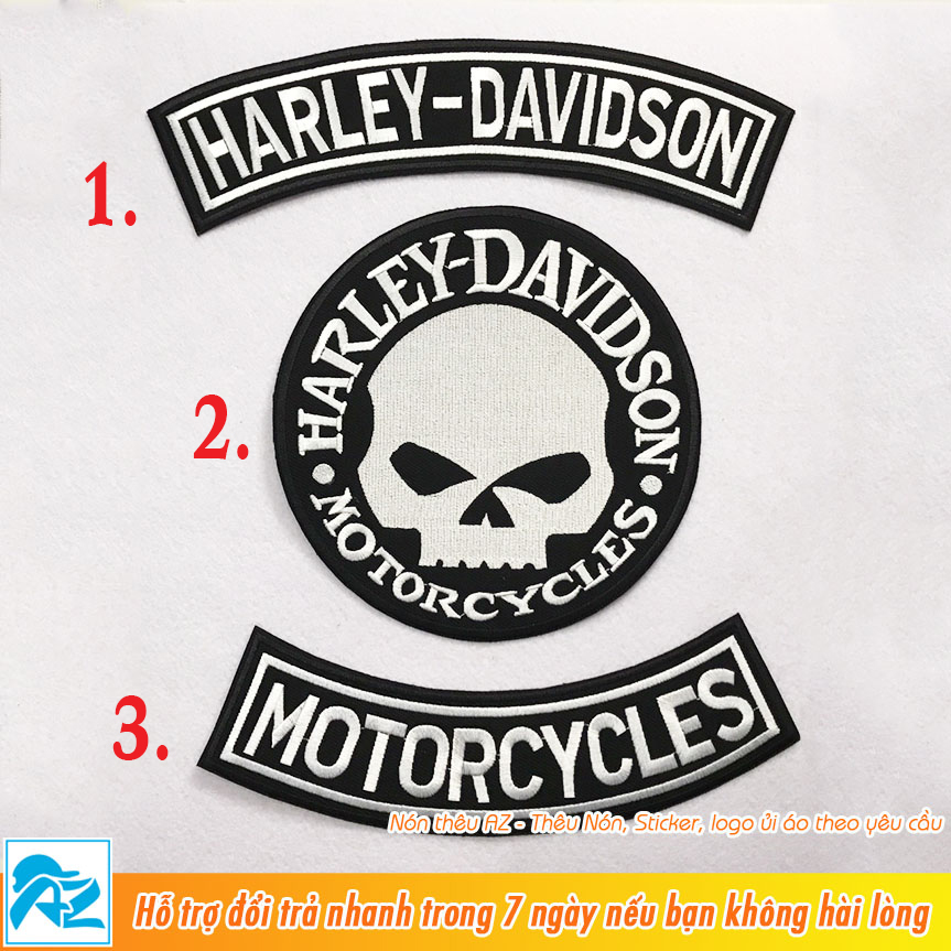 Patch vải ủi thêu logo Harley Davidson Motor - Sticker ủi vá quần áo S498
