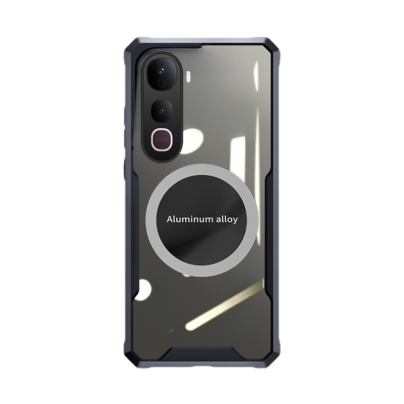 For Vivo Y400 Phone Case Ultra Thin Clear Transparent Car Navigation Matel Radiating Ring Soft Air Cushion Shockproof Armor Cover for Vivo Y400 Cover Casing HP.