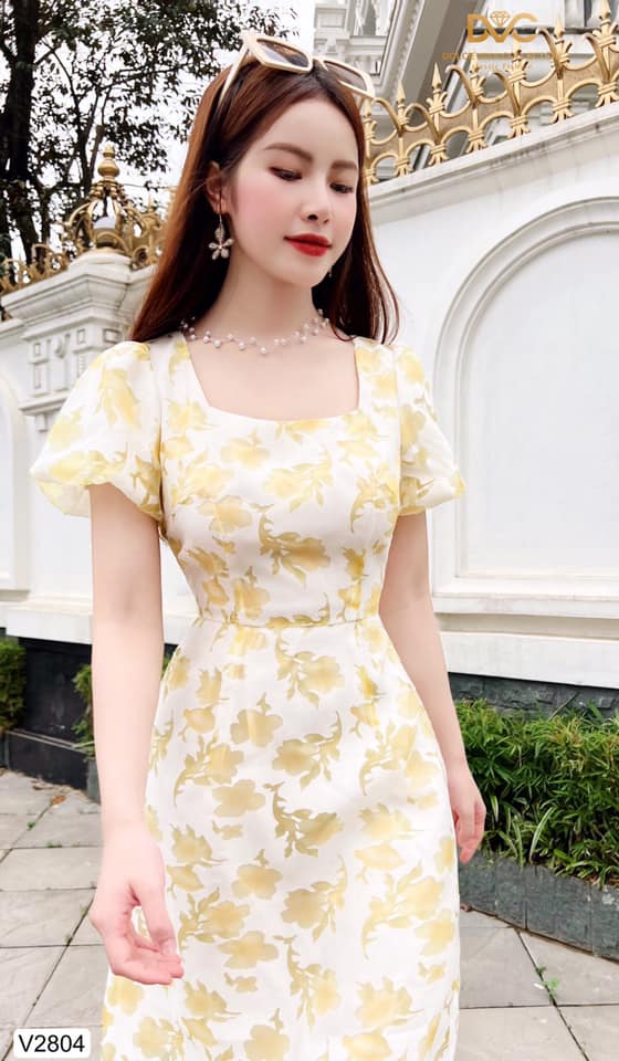 Đầm công sở thiết kế hoa tiết