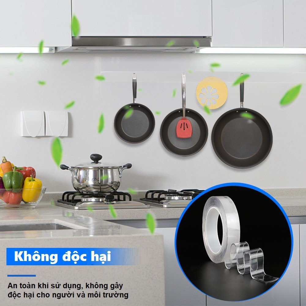 (Hỏa Tốc HCM)Cuộn Keo 2 Mặt Silicon Siêu Dính Trong Suốt