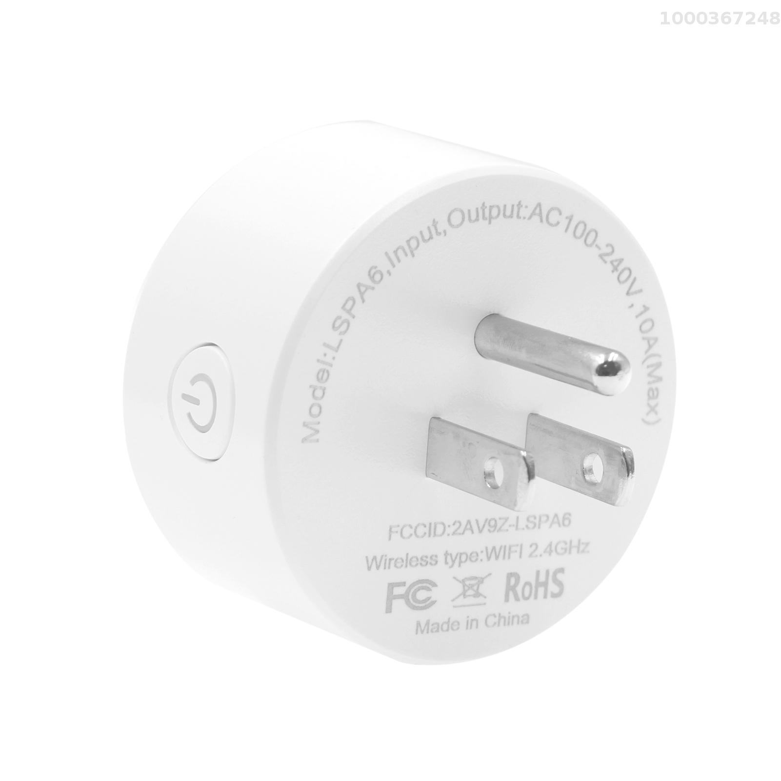 Smart Wi-Fi Plug Wireless Wifi Socket APP Remote Control Voice Control Schedule Function Smart In-wall Socket Outlet 10A White (US Plug, AC 100-240V)