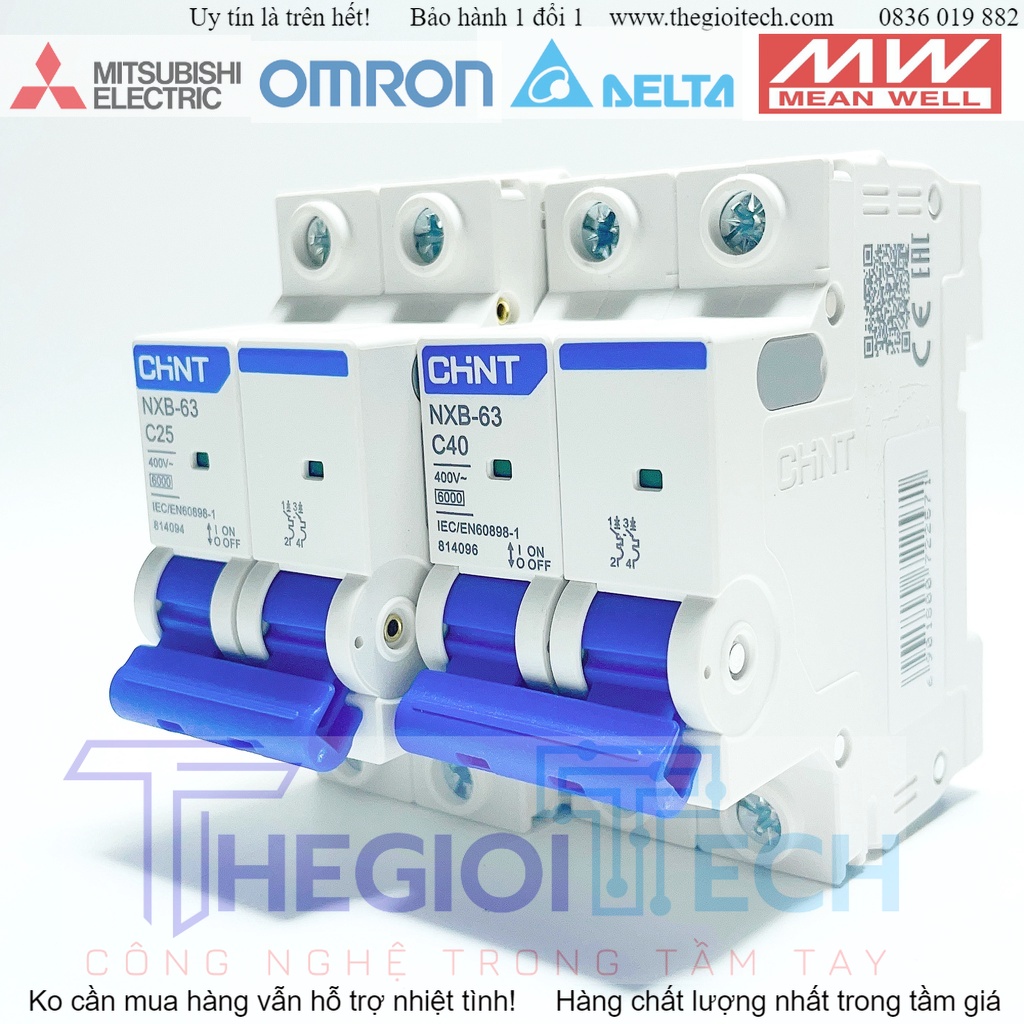 Aptomat MCB 2 Pha NXB-63 Chint 6A~63A Dòng Cắt 6kA