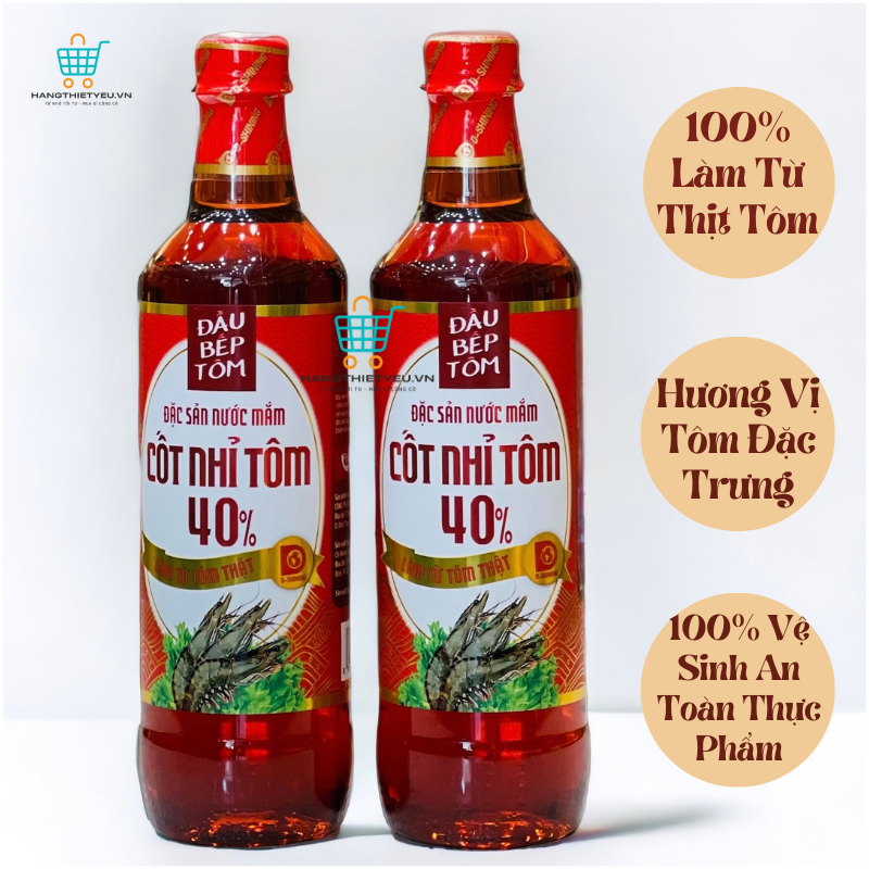 Nước mắm đầu bếp tôm, cốt nhỉ tôm 40% độ đạm làm từ tôm thật 100% - 640ml - đặc sản nước mắm việt