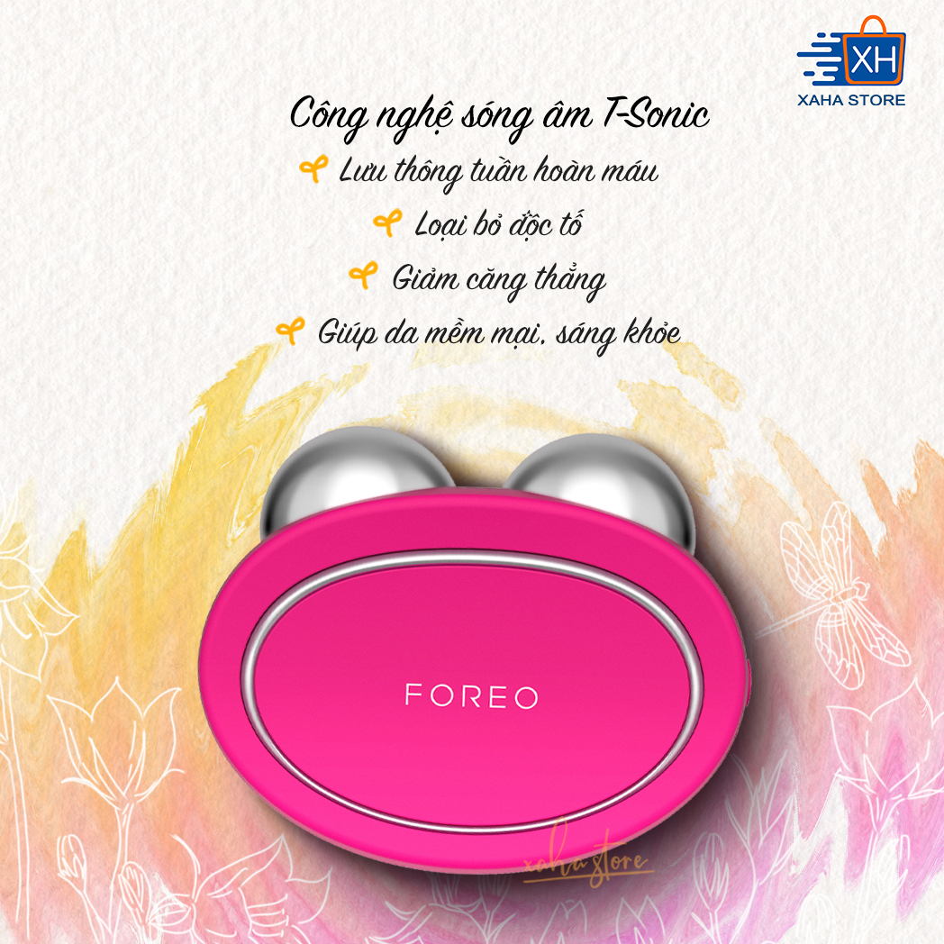 [Hoàn Tiền MAX] Máy Massage Nâng Cơ Mặt FOREO BEAR - bản full (FOREO BEAR App-connected Microcurrent Facial Toning Device with 5 Intensities Fuchsia)
