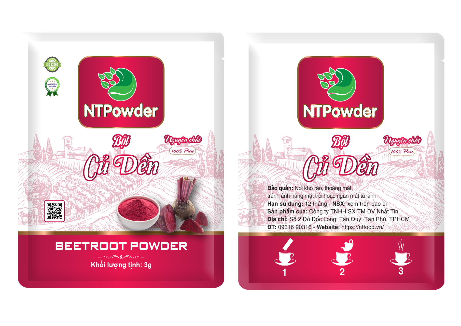 Bột củ dền sấy lạnh ntpowder 500gr / 100gr / 60gr / 50gr - nhất tín food