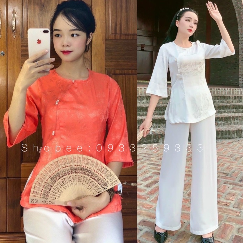 Đồ Lam Đi Chùa # Cài Xéo Ngọc
