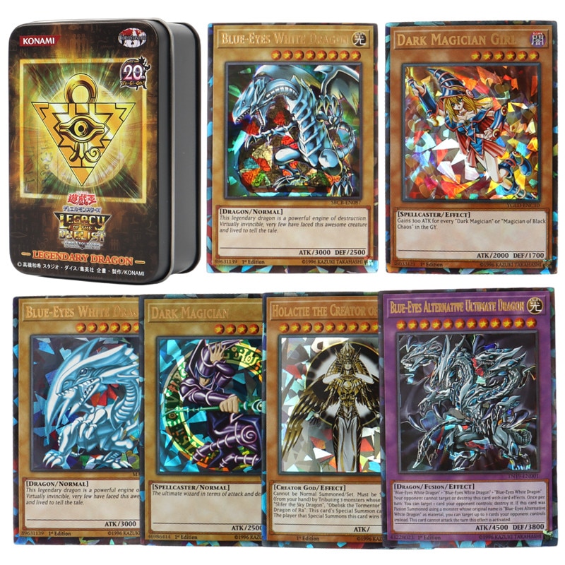66-148pcs yugioh cards with tin box yu gi oh card holographic english version en letter duel link game card blue eyes exodia