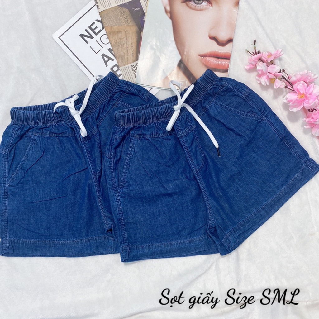 Quần đùi sort jean nữ lưng thun mặc nhà