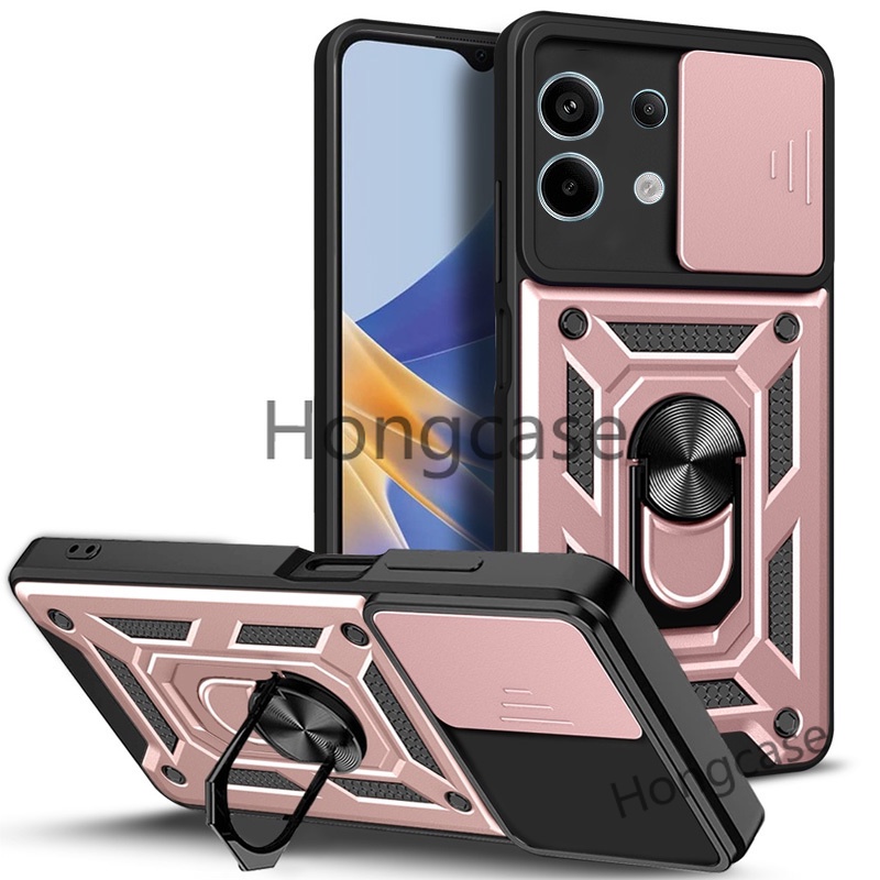 Casing For redmi note 13 pro 5G note13 13pro note13pro 4G 2023 Phone Case Sliding window Armor Ring Bracket Shockproof Push Pull Camera Protection Back Cover