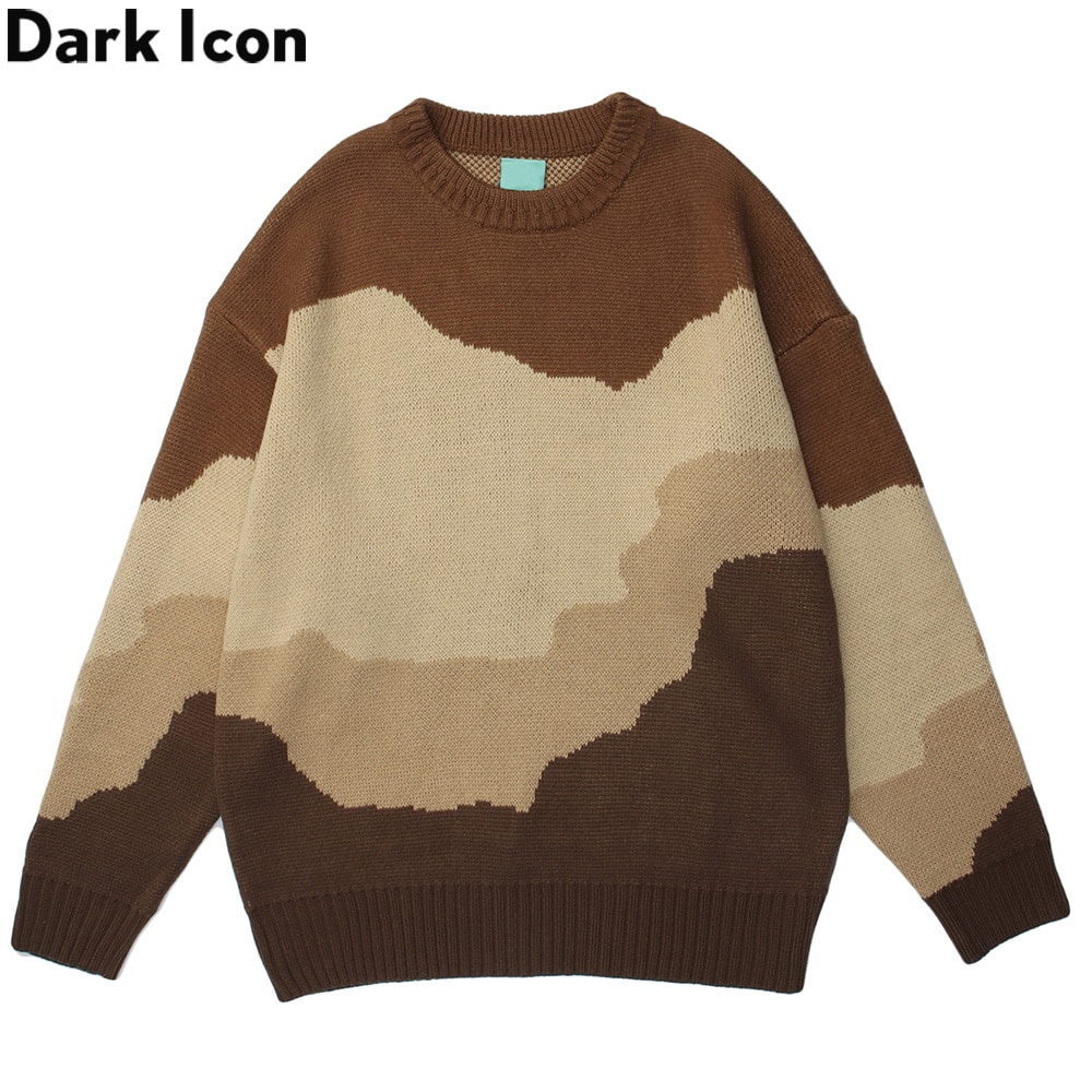 Dark Icon Color Block Pullover Men Women Sweater Autumn Winter Knitwear Men's Sweater 3 Colors295_voghion.com