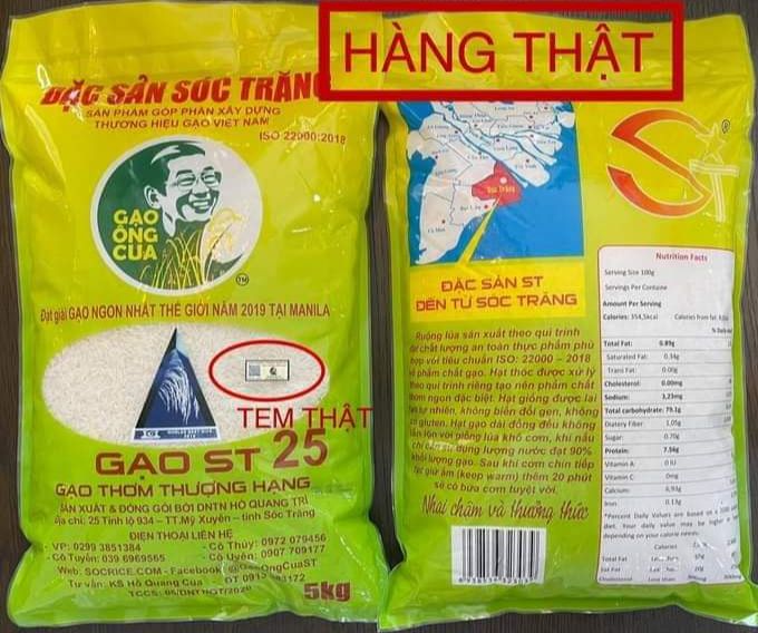 Gạo ST25 đặc sản Sóc Trăng - (Túi 5kg ông Cua)