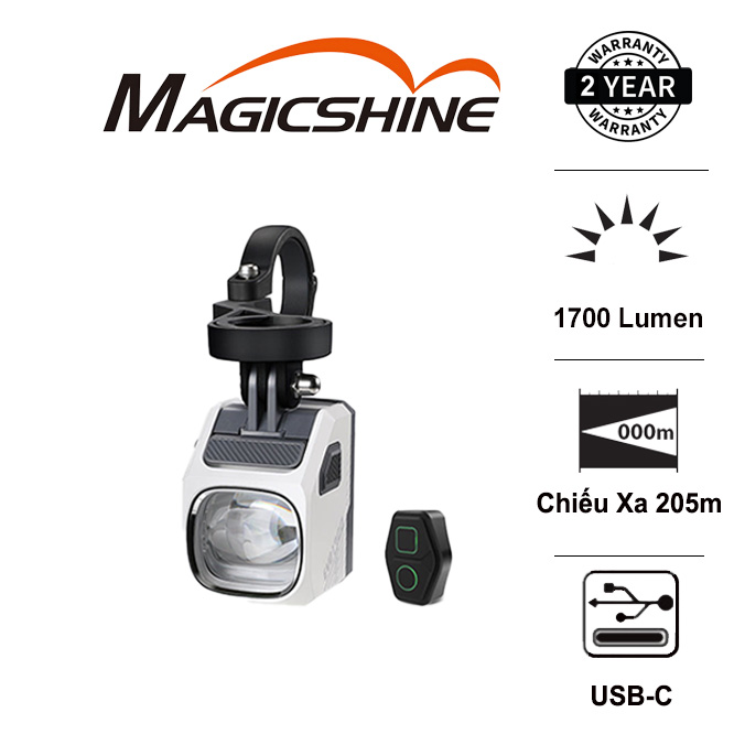 Đèn pin xe đạp MAGICSHINE EVO1700 sáng 1700 lumens chiếu xa 205m pin  4000mAh USB-C công tắc remote