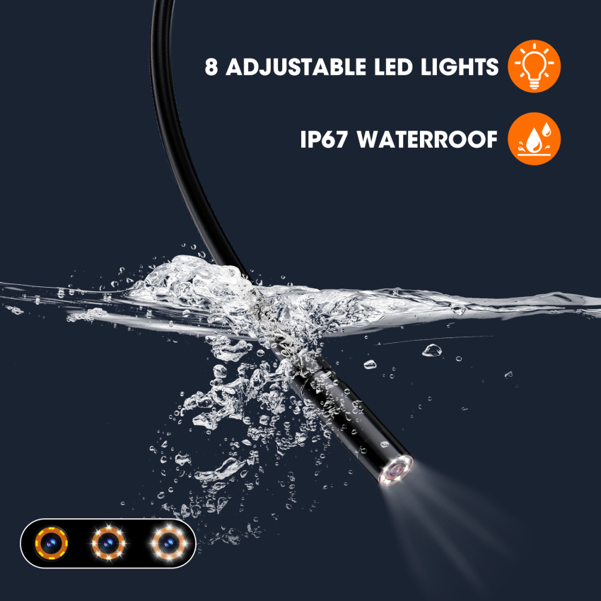 Borescope, Camera nội soi với ánh sáng, Camera kiểm tra HD 1080p, camera nội soi đường ống với ánh sáng, camera không thấm nước IP67, Camera nội soi linh hoạt 16,5ft, tiện ích cho nam giới (4.3 ”)