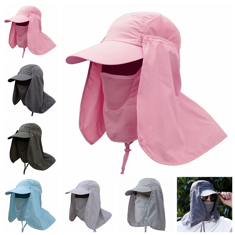 Outdoor Sun Shield Neck Face Mask Mesh Floppy Flap Hat Cap Visor Sunbonnet. 
