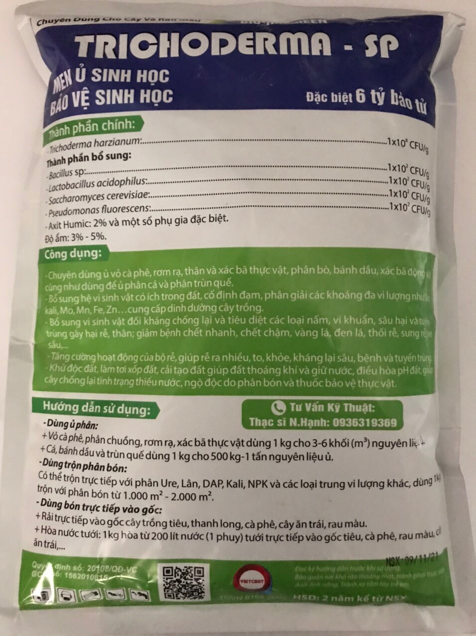 Nấm TRICHODERMA ủ rác thành phân hữu cơ gói 1kg