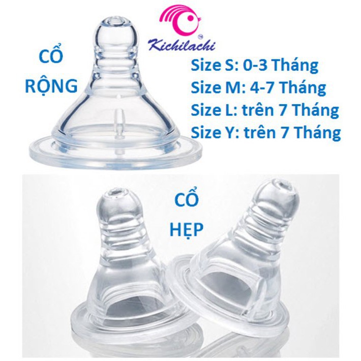 Núm vú cổ rộng silicon siêu mềm KICHI Size S, M, L, Y
