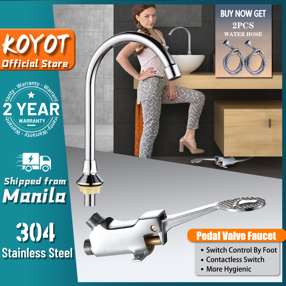 KOYOT 304 Stainless Steel Foot Pedal Control Faucet HandsFree Medical