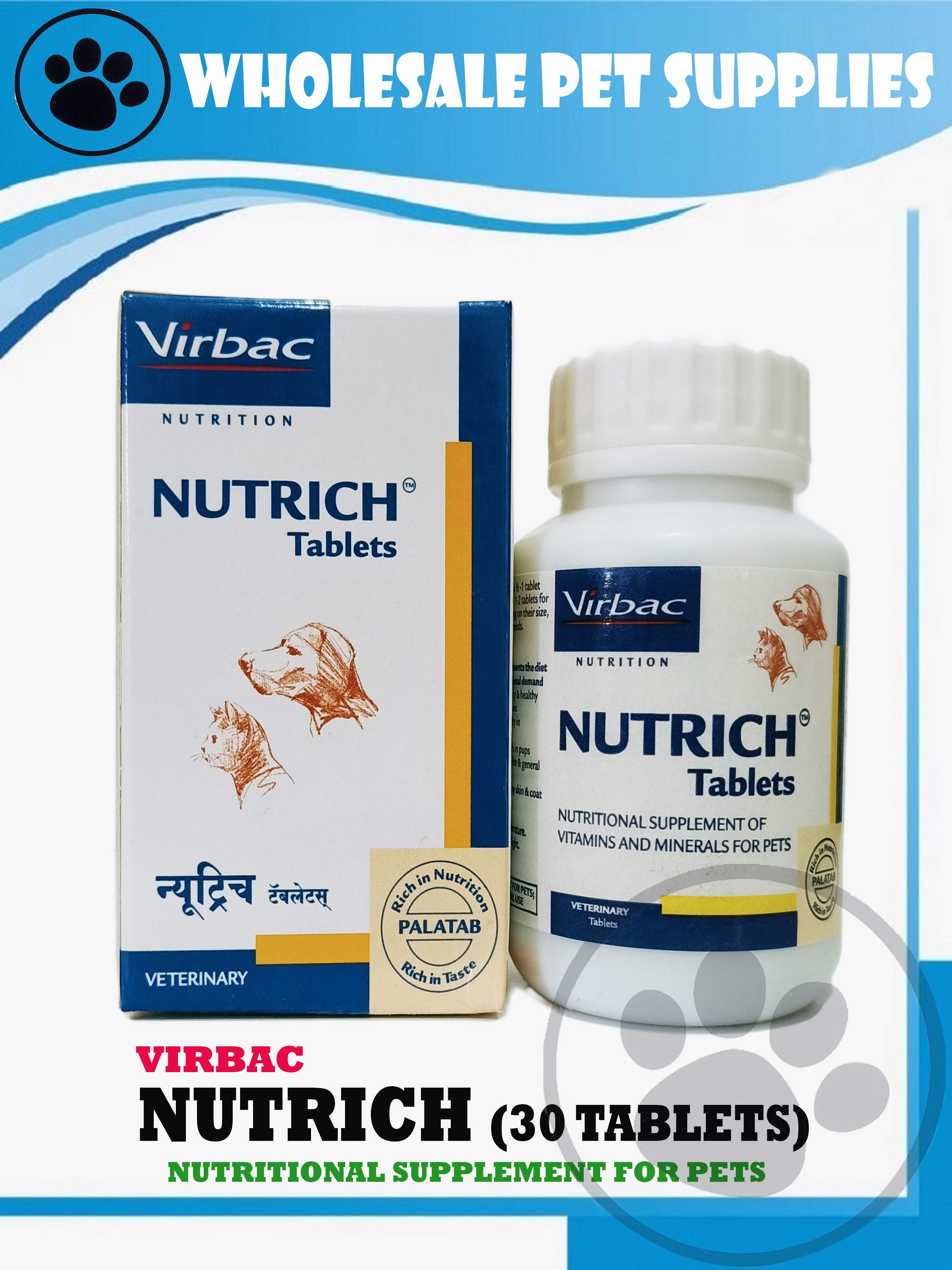 Virbac Nutrich (nutritional Supplement For Pets) 30 Tablets 