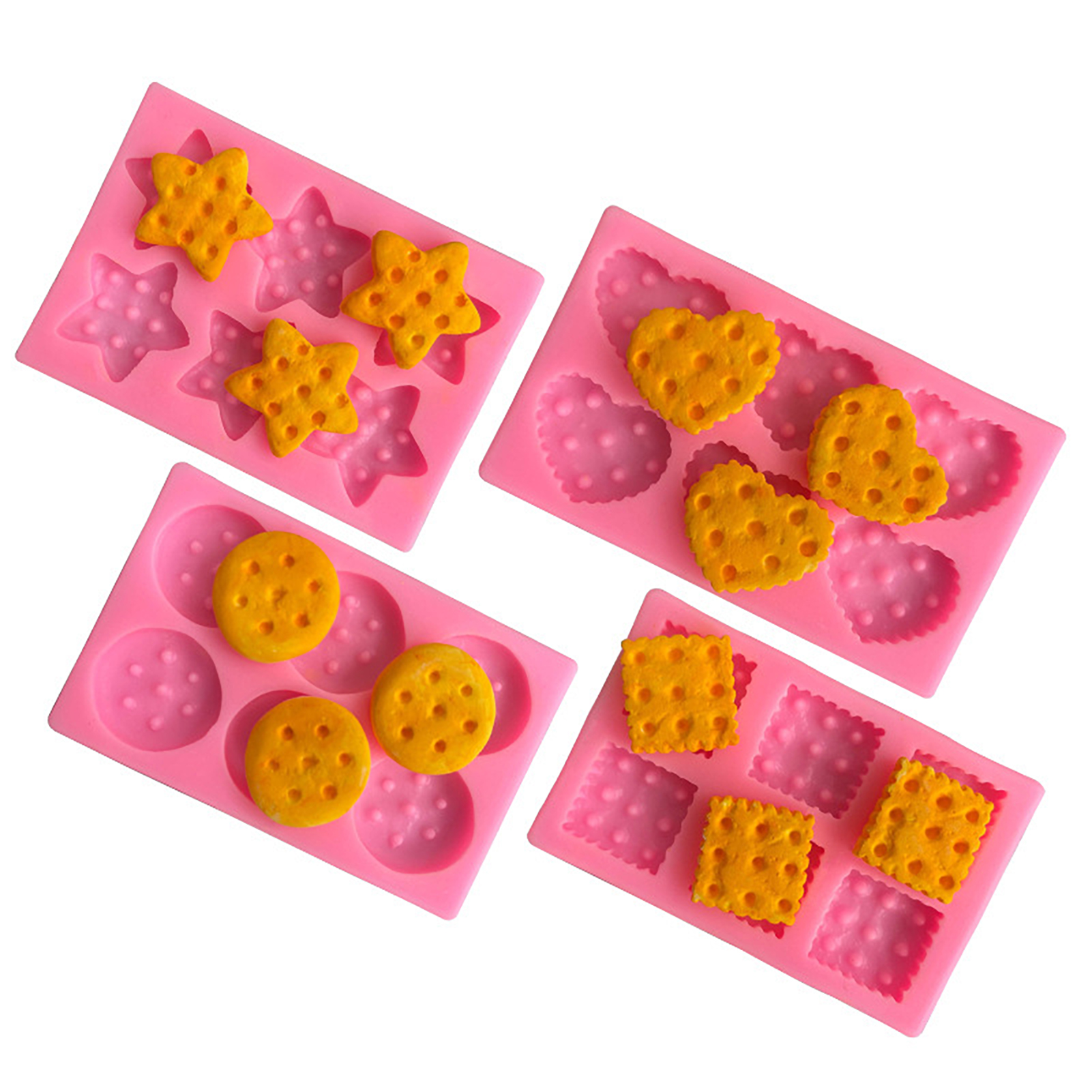 Terylin Star Shape Cookie Mold Square Cookie Mold Silicone Cookie Mold Set Easy Release Baking Molds for Fondant Cake Chocolate Candy and More Kitchen Supplies for Creative Treats Round Square Star