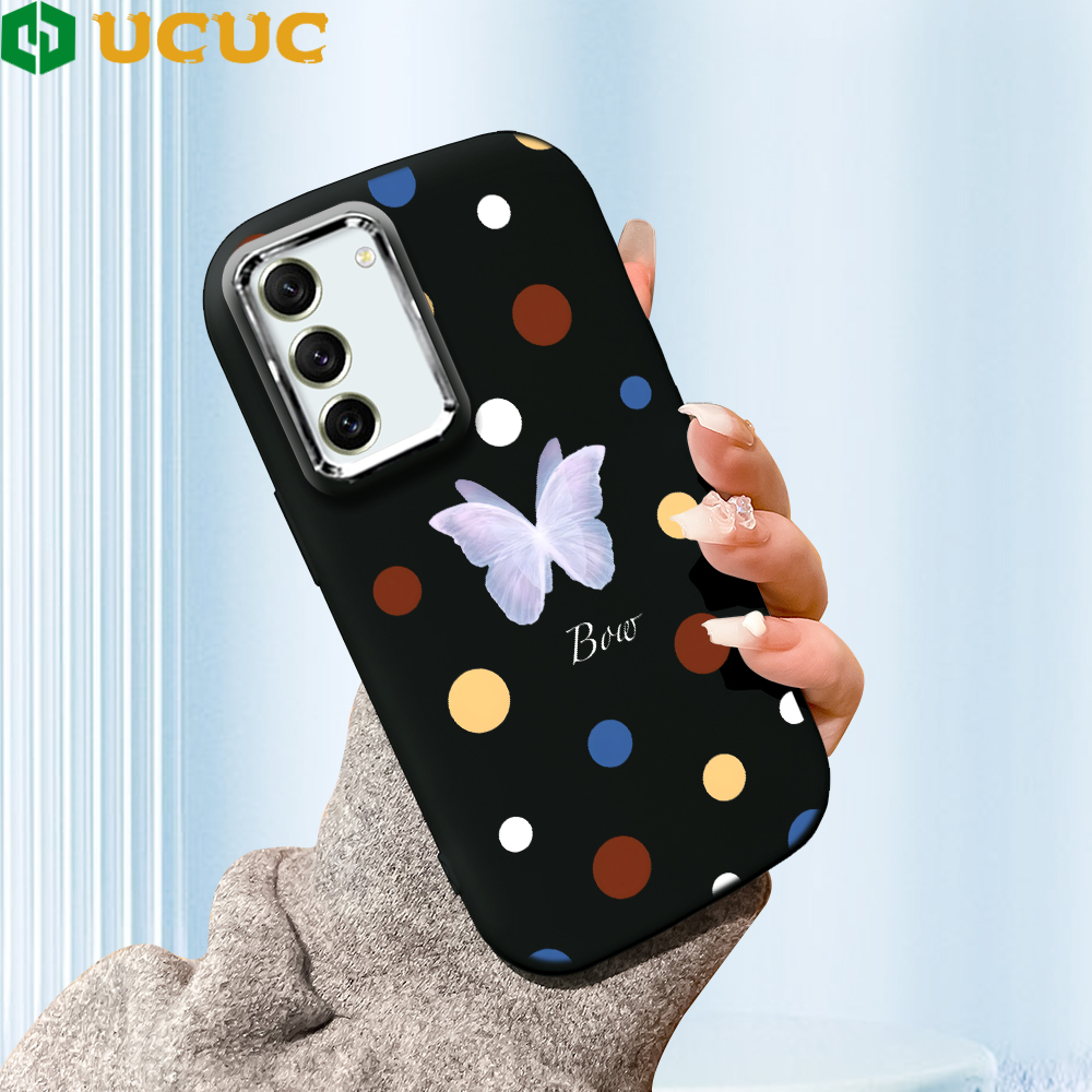 UCUC%20for%20Samsung%20S21%20FE%204G%205G%20Back%20Cover%20Dian%20Dian%20and%20Butterfly%20Luxury%20Plating%20Lens%20Soft%20Candy%20Phone%20Case%20-%20Image%202