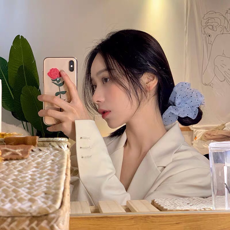 Dây buộc tóc, cột tóc scrunchies hoa quả chấm bi dễ thương Alala