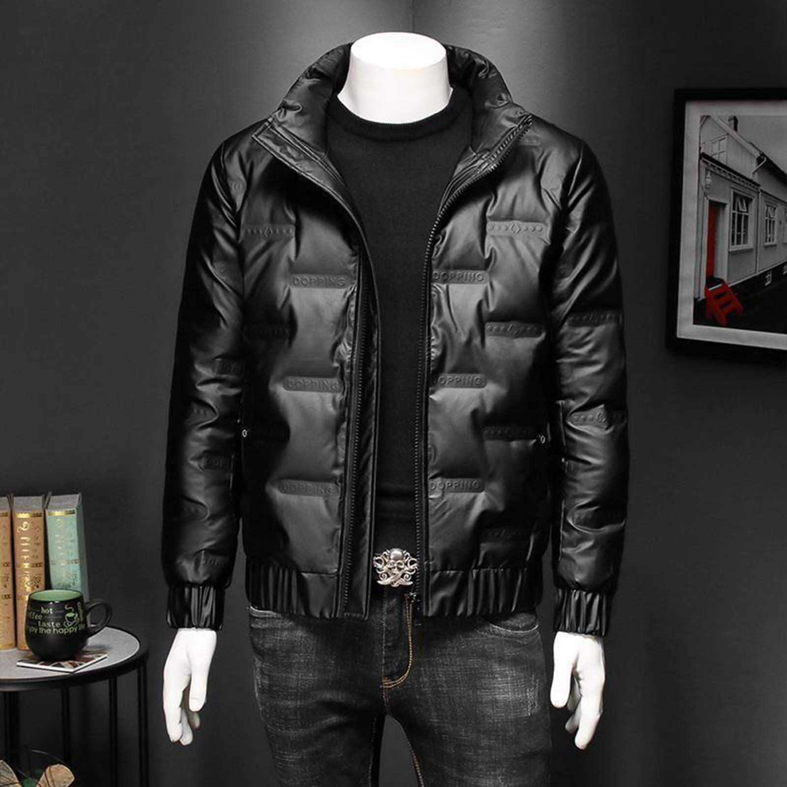 TENGL Men Down Jacket Casual Men Down Jacket Men's Down Jacket Warm Regular Fit Stand Collar Zipper Closure Perfect for Autumn Winter
