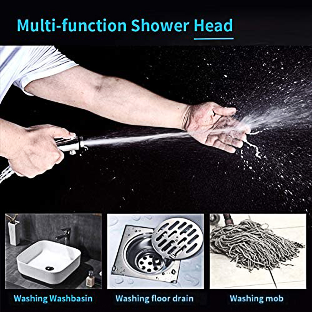 3 Modes High Pressure Shower With Stop Button Black Silver Saving Water ...