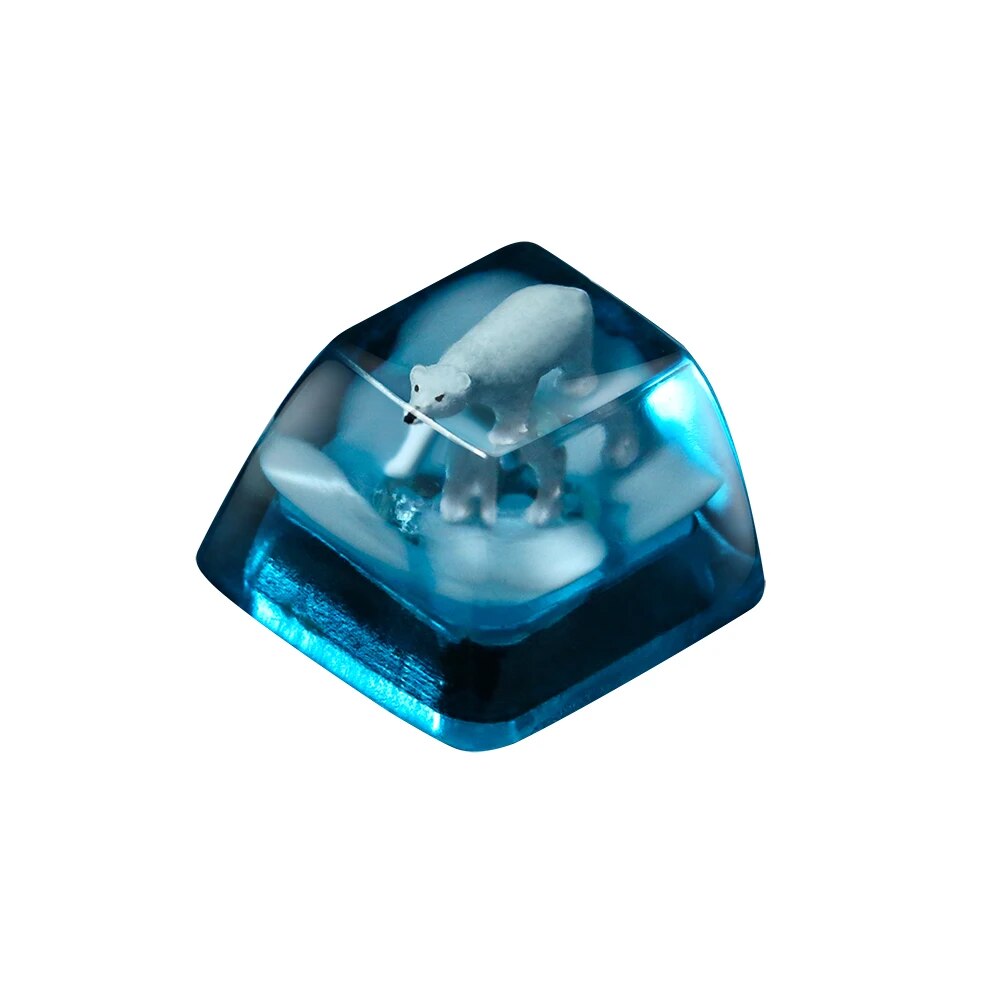 Ice Rose/Polar Bear/Punk/Gear/Pond Fish Artisan Resin Keycaps Mechanical Backlit Keyboard RGB Keycap For Anne Pro 2 GK64