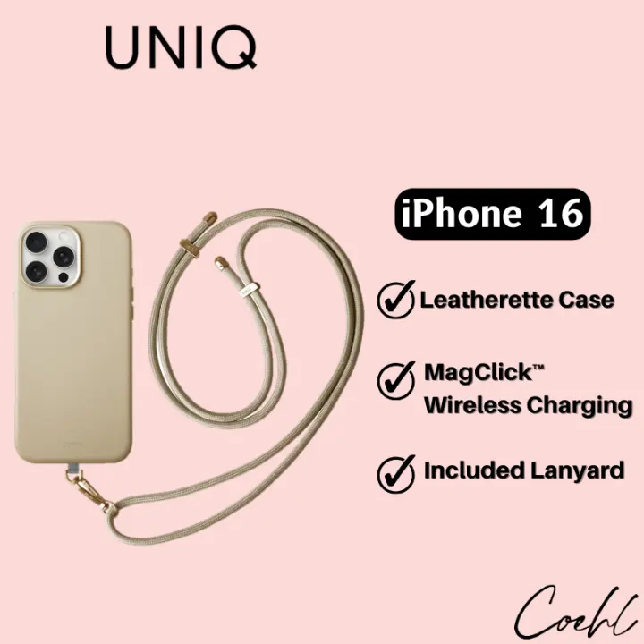 UNIQ Coehl Muse iPhone 16 Pro Max Case / iPhone 16 Pro Case MagClick Charging Premium Leatherette Phone Case