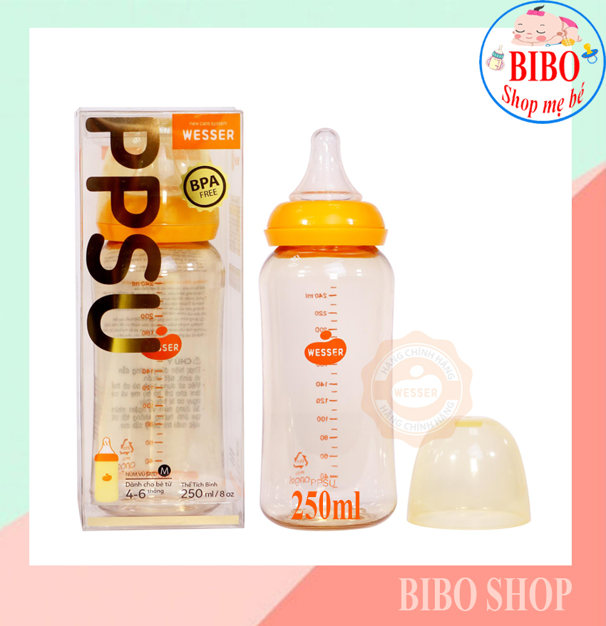 COMBO 3 BÌNH SỮA WESSER PPSU CAO CẤP 60ML VÀ 140ML VÀ 250ML