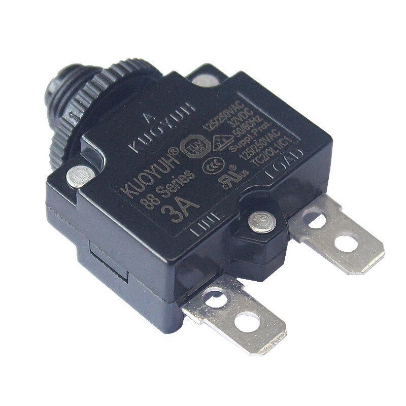 KUOYUH 88 Series Thermal Overload Circuit Breaker – 125/250VAC 32VDC 50/60Hz, 3-30A With Waterproof Dust Cap (4A, 1pc)