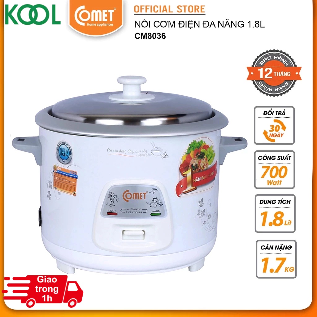 Nồi cơm điện nắp rời 1.8L Comet - CM8036 ( hỏa tốc TPHCM )