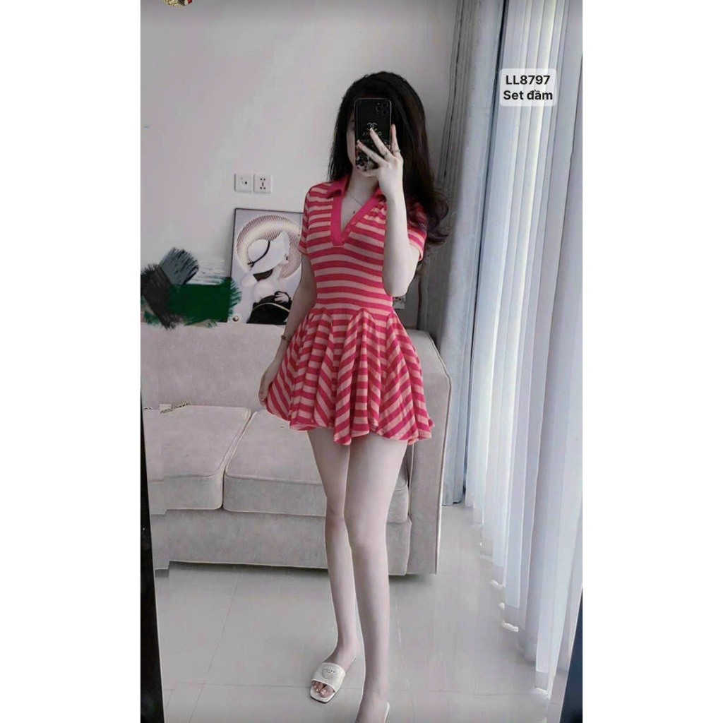 Set đầm kèm luôn quần trong , chất thun gân