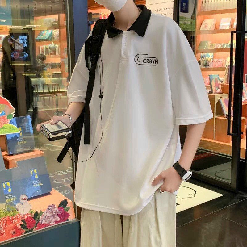 Áo Thun Nam Nữ Unisex Cổ Bẻ Cá Tính Mẫu Mới