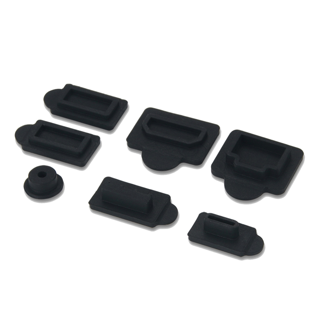 Abaaba 7Pcs Black Silicone Dust Plugs Set USB HDM Interface Anti-dust Cover Dustproof Plug for PS5 Game Console Accessories Parts