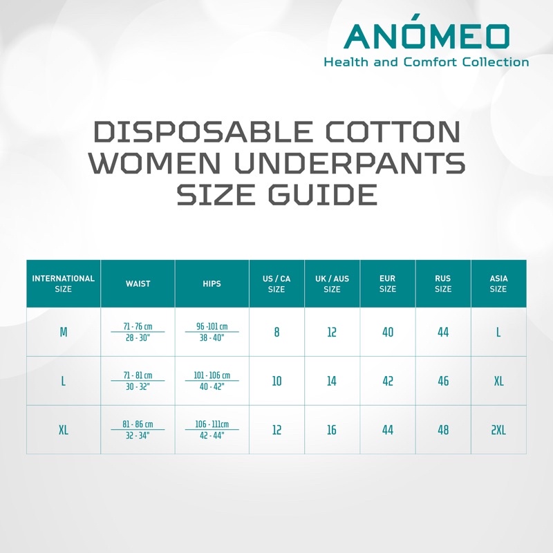 Anomeo High Quality Disposable Underpants for Woman