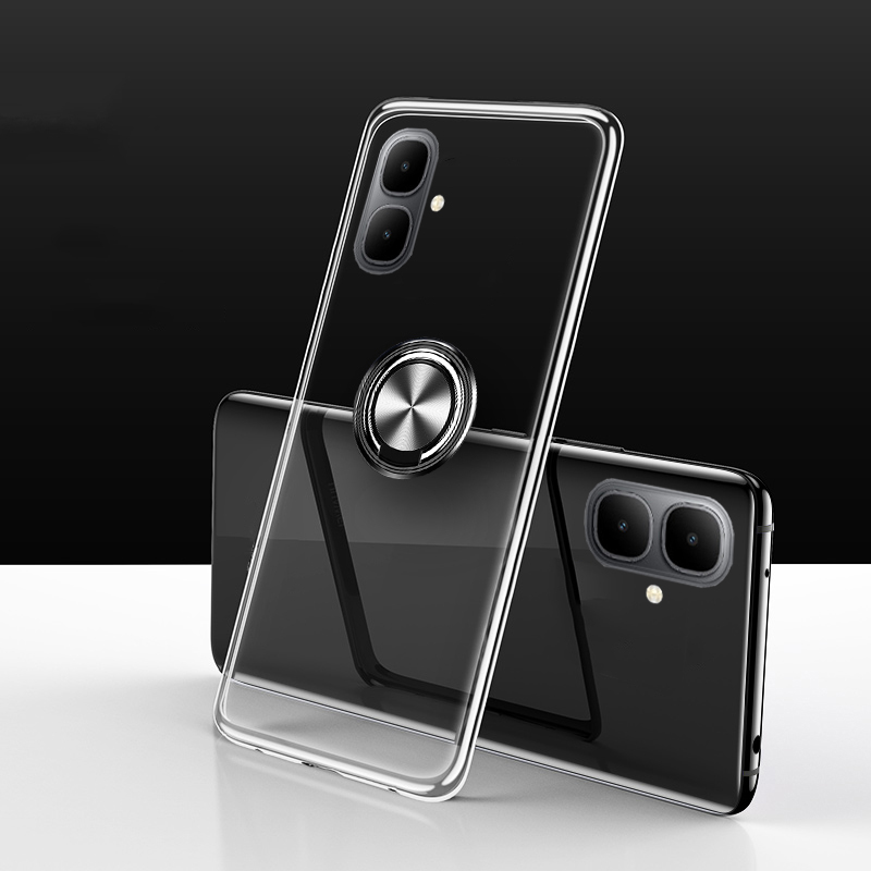 For Tecno Spark Go 2 Phone Case Ring Ultra Thin HD Clear Transparent Car Kickstand Bracket Soft Air Cushion Armor Cover for Tecno POP 10 Cover Casing HP.