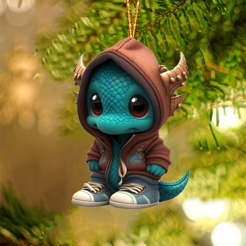 Christmas Ornaments Dinosaur Elf Hanging Pendant Home Ccation Xmas Tree Hanging Hanging New Year Birthday Gift