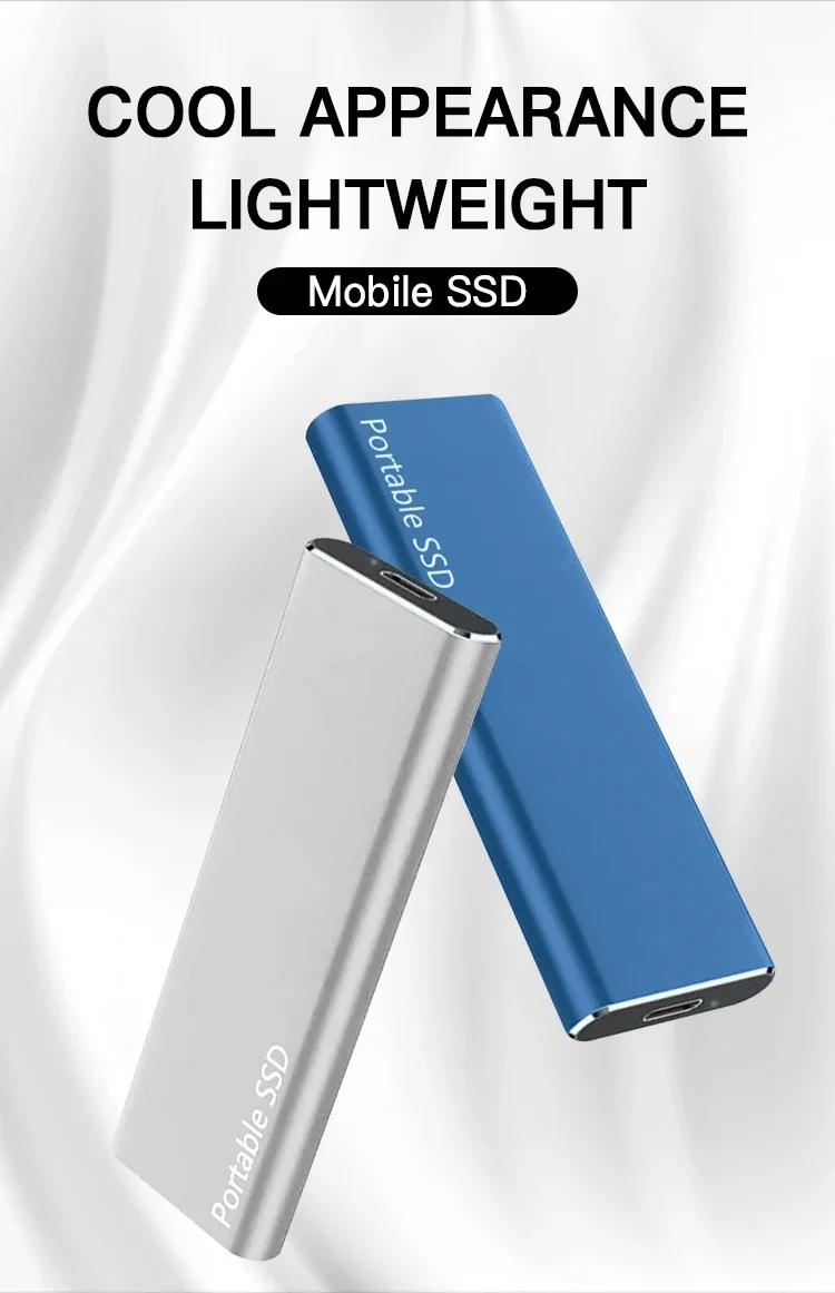 High Speed Portable SSD 1TB External Solid State Drive USB3.1 Type-C Interface Hard Drive Mass Storage Disk for Laptop/Mac/Phone.