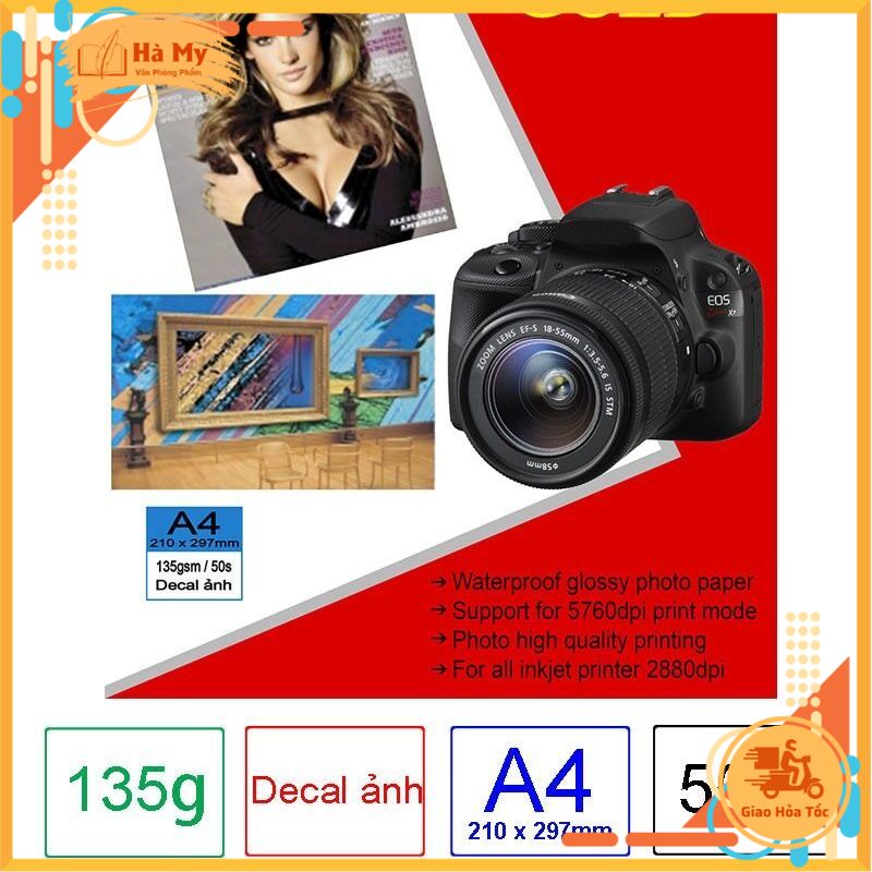 (Xấp 50 Tờ) Giấy DECAL in Ảnh 1 Mặt NTS 135gsm Khổ A4