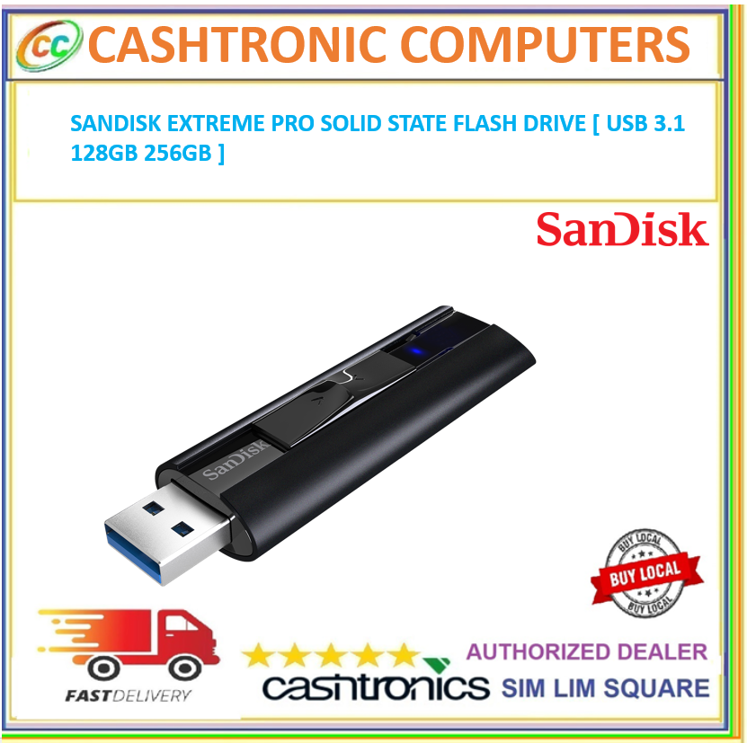 SANDISK EXTREME PRO SOLID STATE FLASH DRIVE [ USB 3.1 128GB 256GB