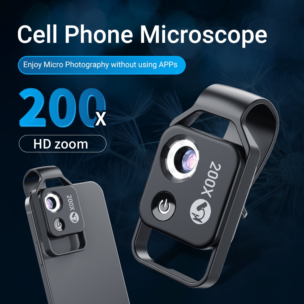 Apexel kỹ thuật số 200X ống kính hiển vi với CPL di động dẫn hướng dẫn đèn chiếu sáng Micro Túi Ống kính supermacro cho thích hợp cho điện thoại Samsung