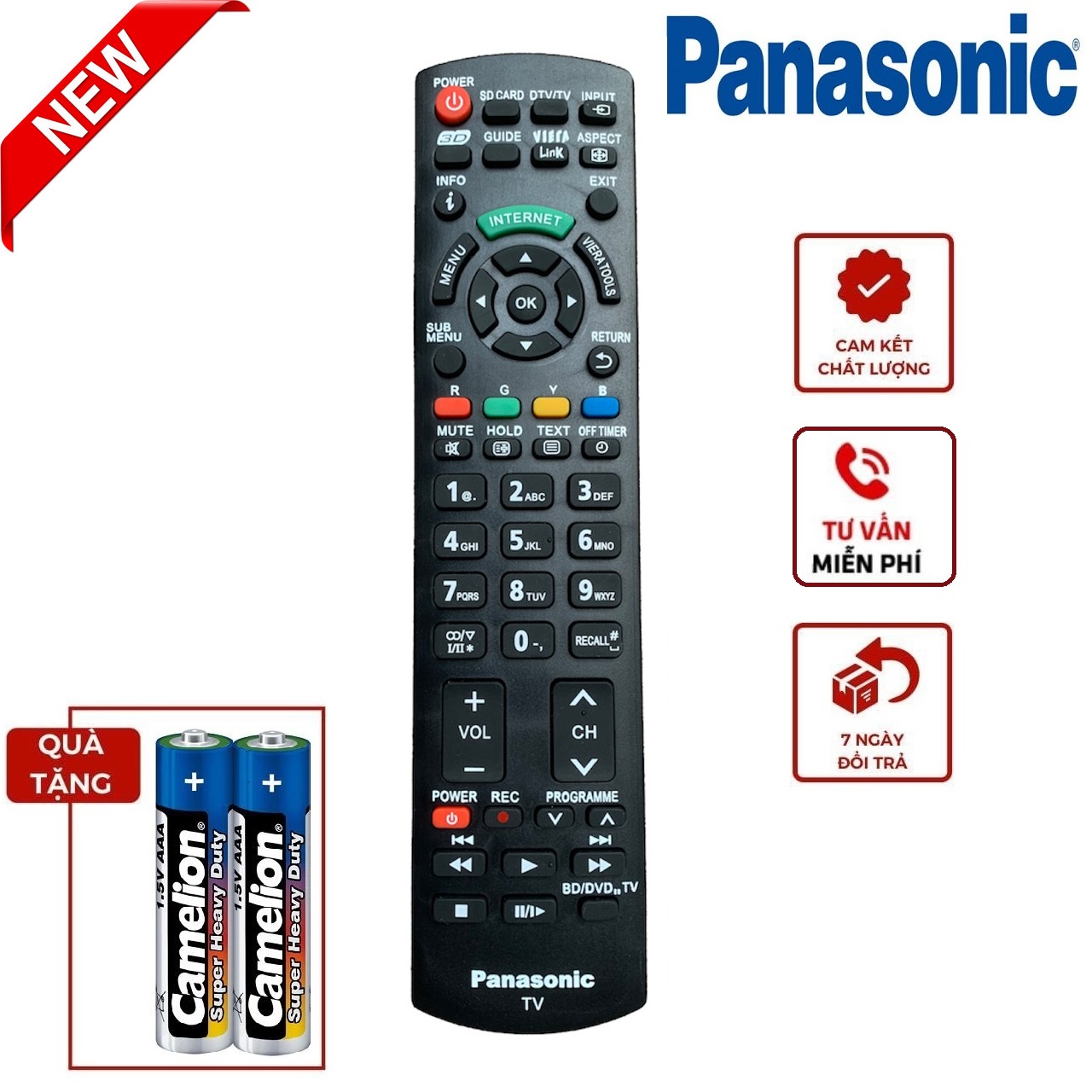 Điều khiển tivi Panasonic Lcd/Led/Smart internet - Hàng tốt [ BH đổi mới, tặng kèm pin ]