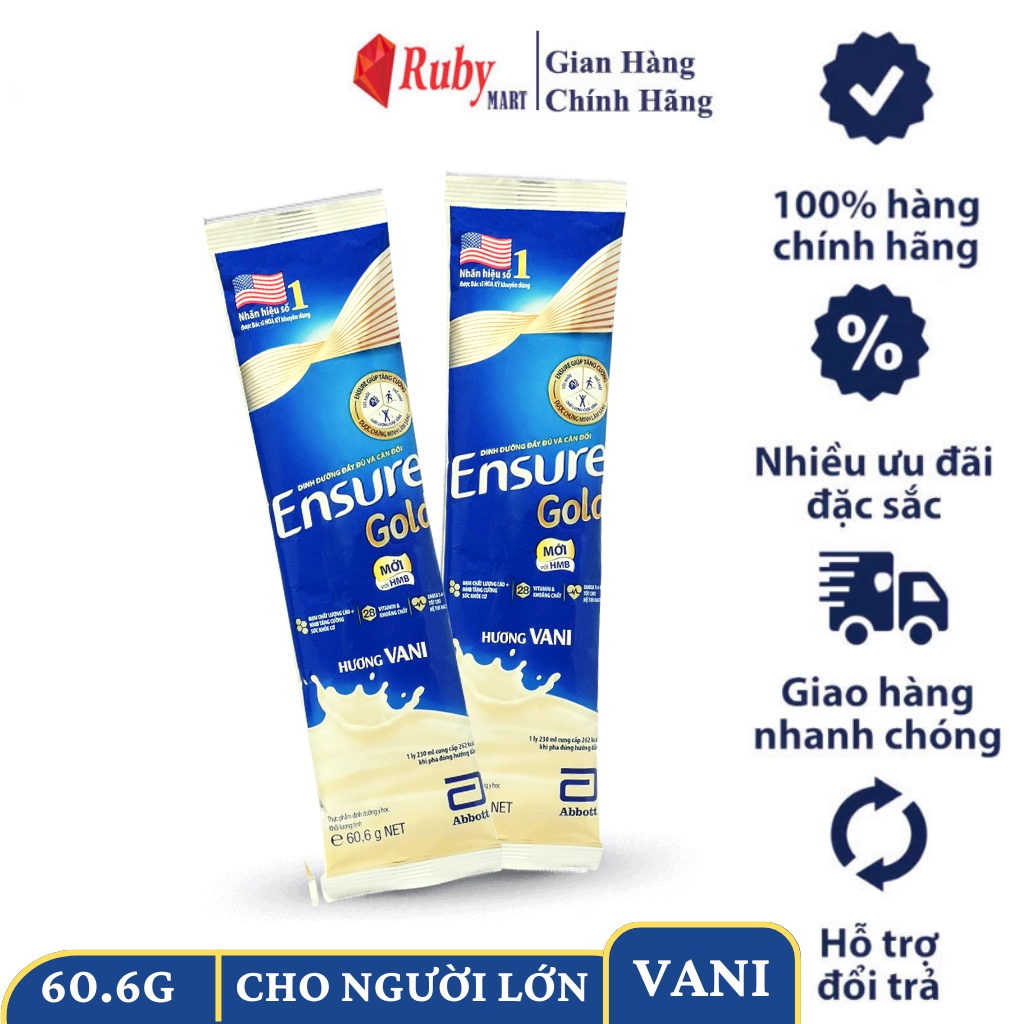 Date T8 24 Combo 2  Sữa gói Ensure gold hương Vani 60.6g