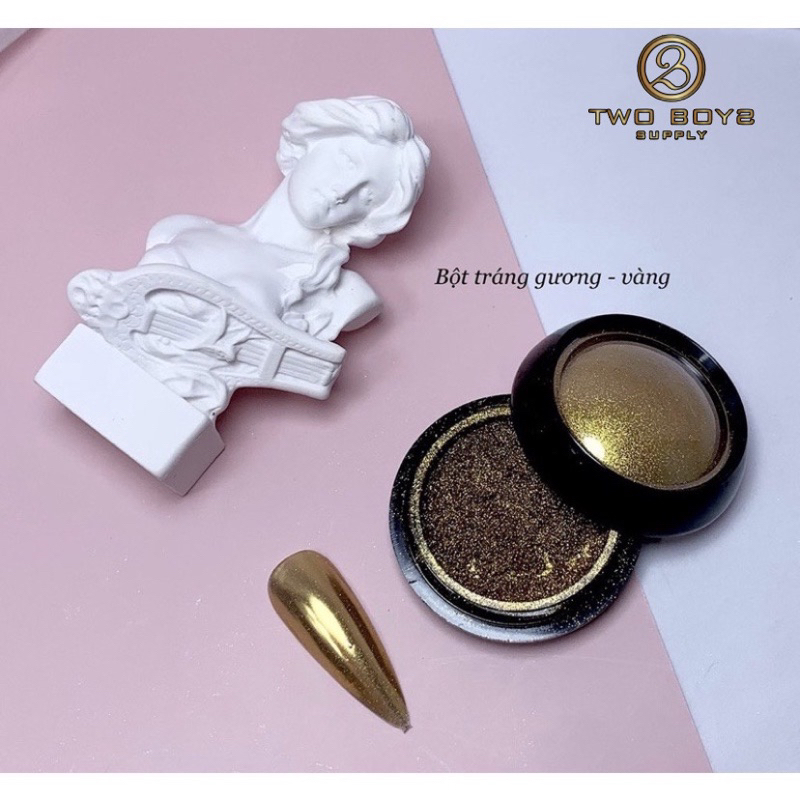 Bột Tráng Gương Trang Trí Móng lẻ 2màu bạc và vàng