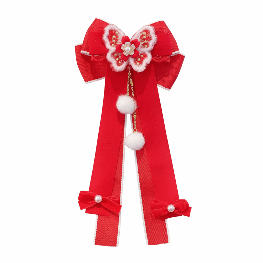 Sweet%20Red%20Bow%20Ribbon%20Hair%20Clip%20Tassel%20Ribbon%20New%20Year%20Hairpin%20Plush%20Pompom%20Hanfu%20Hair%20Ornamen%20Children's%20Headwear%20-%20Image%209