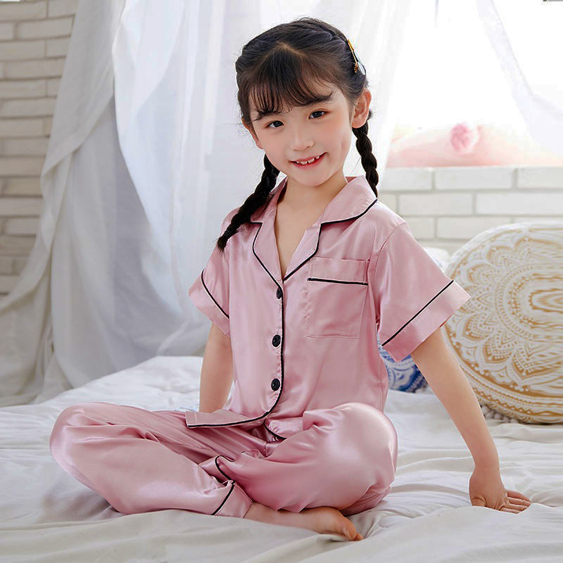 Children's pajamasஐ✖Malaysia readystock Silky feel sleeping clothes pajamas  women night sleepwear ladies pyjamas set sho